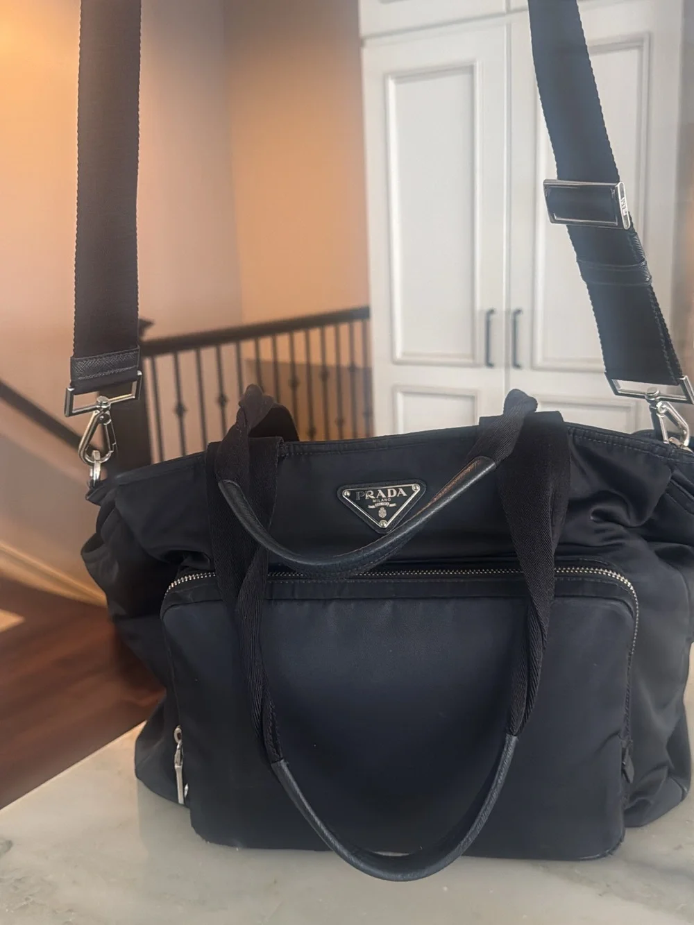 Prada Black Re-Nylon Baby Bag authentic